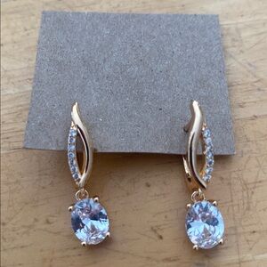 Gold plated & Crystal Drop Earrings. NWOT. For special occasions or daily use